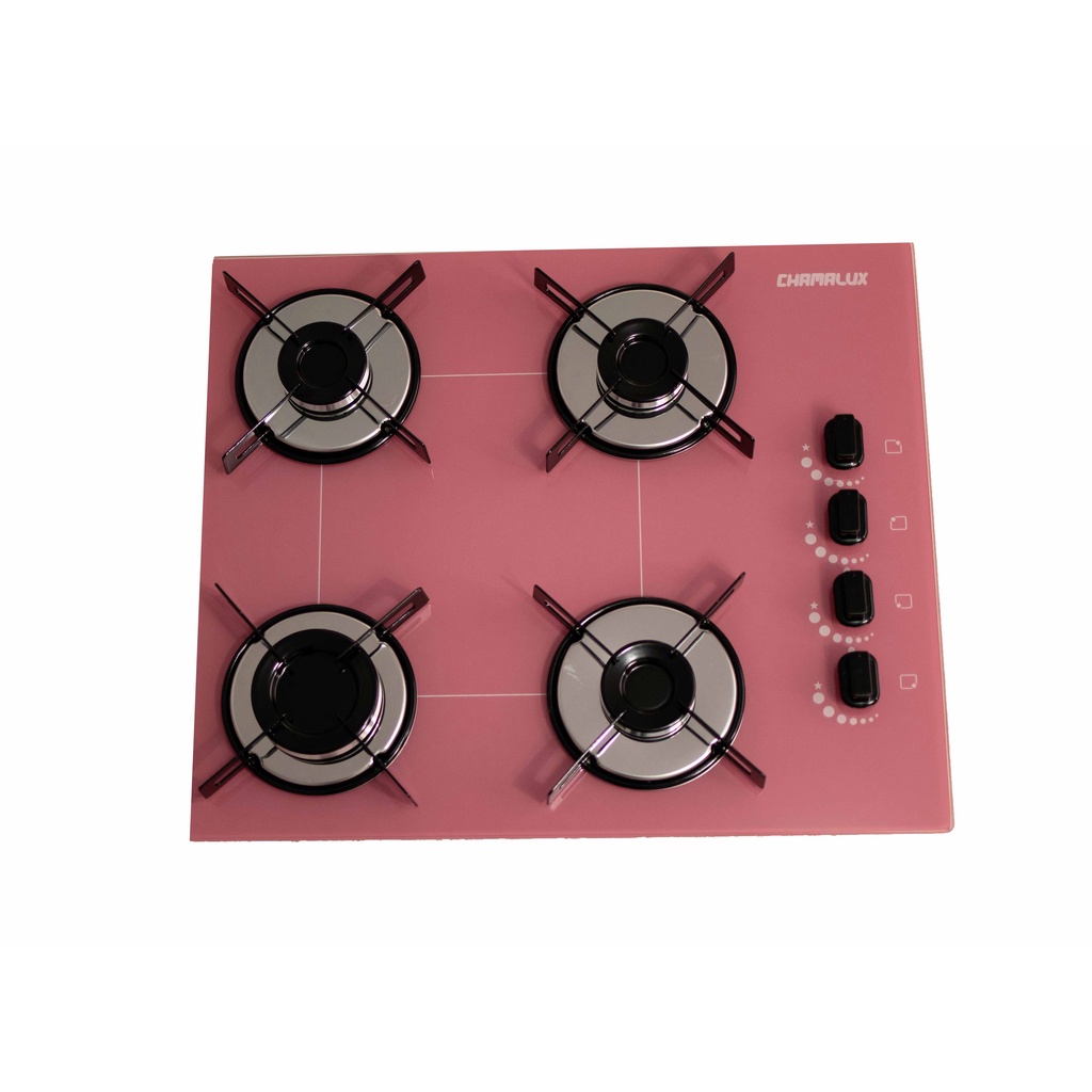 Fogão de mesa de vidro fogão cooktop chamalux ROSA 4 bocas ultra chama - envio imediato