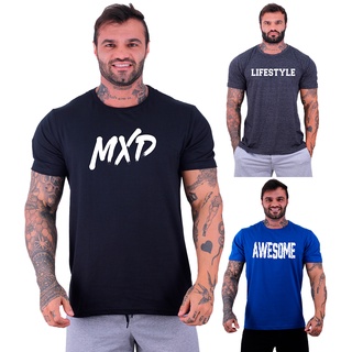 Kit 3 Camisetas Tradicionais Masculina MXD Conceito Malha 30.1 Penteada Manga Curta MXD Logo Lifestyle Awesome Academia Musculação Casual