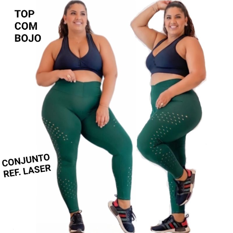 Conjunto fitness plus size academia ginástica top academia e legging