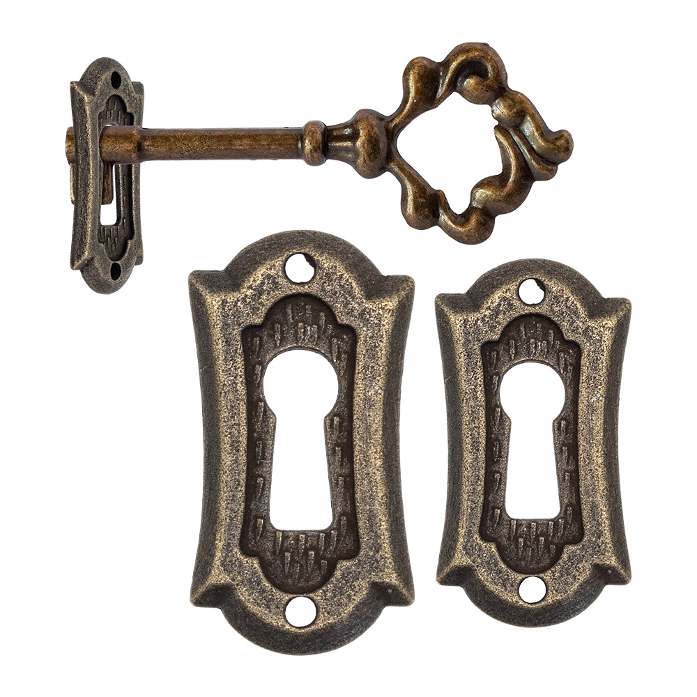 Kit 2 Entradas Para Chave Colonial Ouro Velho Porta Armario