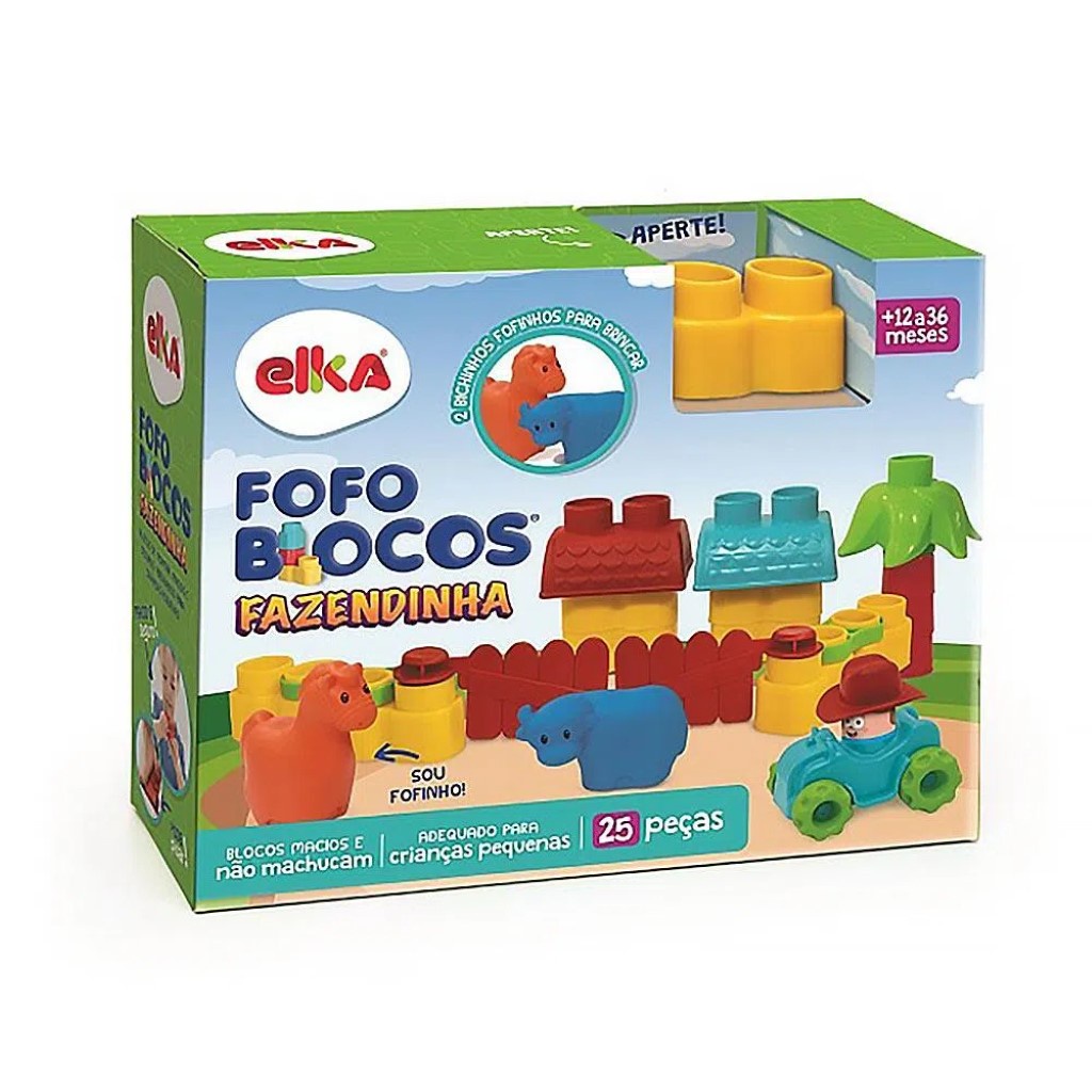 Blocos De Montar Fofo Blocos Fazendinha 1093 - Elka em Oferta na Shopee
