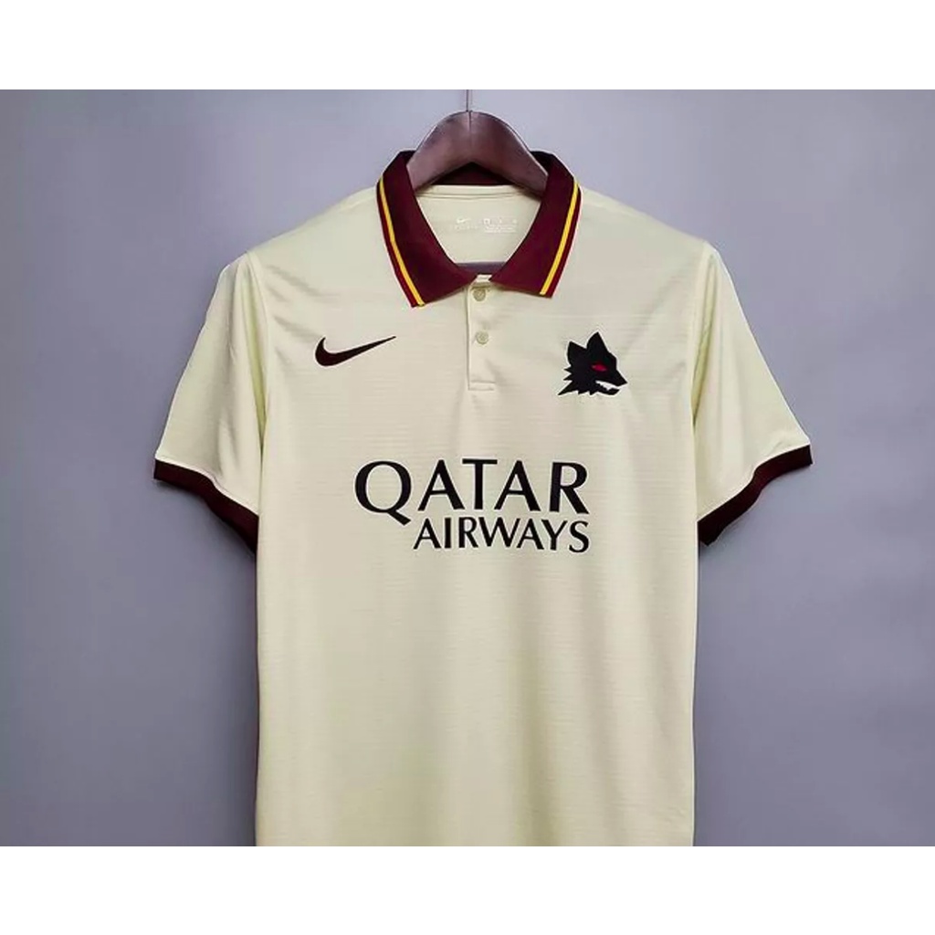 Camisa Roma II Gola polo Bege 20/21 futebol