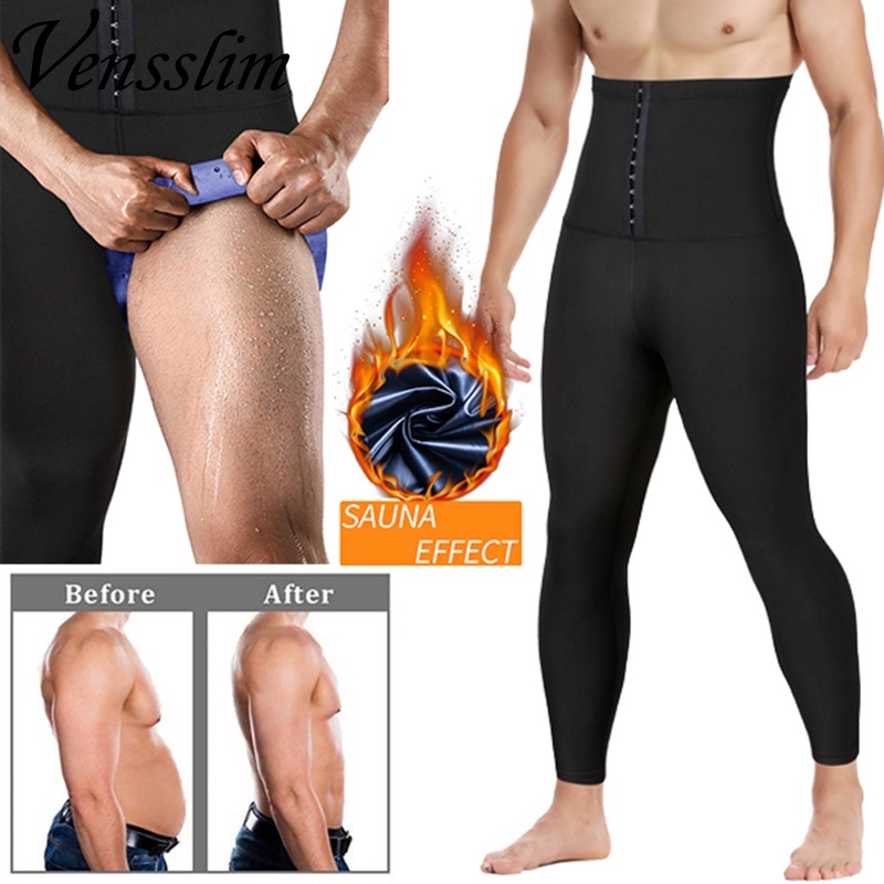 vensslim Homens Sauna Suor Calças De Emagrecimento Treino Compressão Thermo Body Shaper Leggings Para Perda De Peso Cint