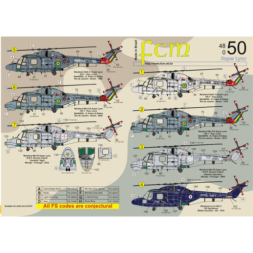 Decalque Helicoptero Super Lynx 1/48 Decal Fcm 48050 Plastimodelismo - Petrohobby