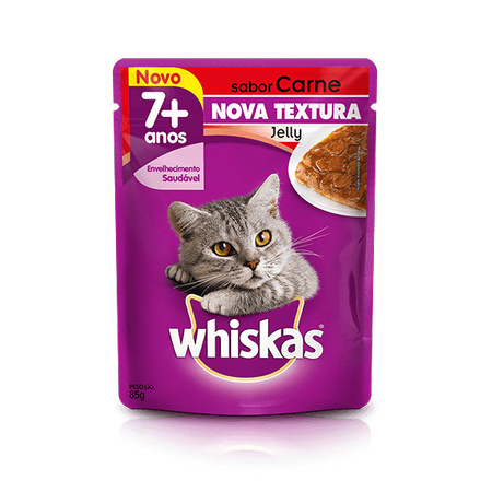 Whiskas Sachê Jelly Carne 7+ para Gatos Adultos com mais de 7 anos- 85g