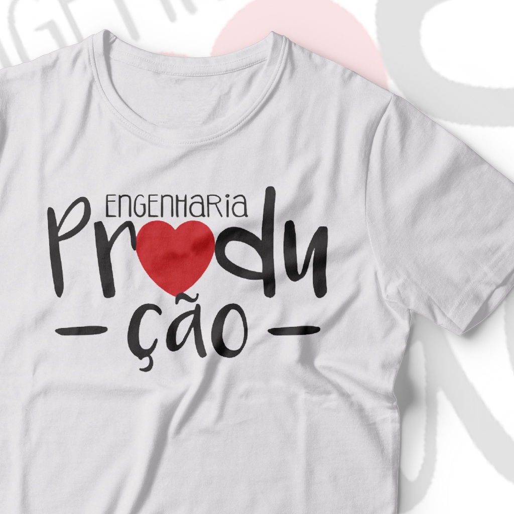 Camisa T-shirt Engenharia de Produção Sublimada Branca Símbolo Faculdade de Engenharia de Produção