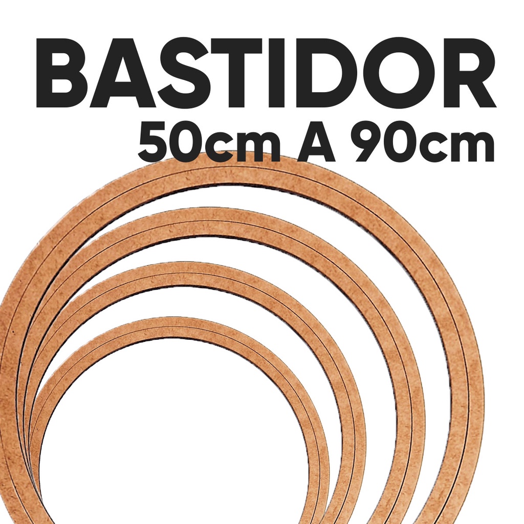 Bastidor GIGANTE de madeira mdf 50cm a 90cm para Bordado, Macramê, Mandala, Croche Artesanato - Monte seu kit!