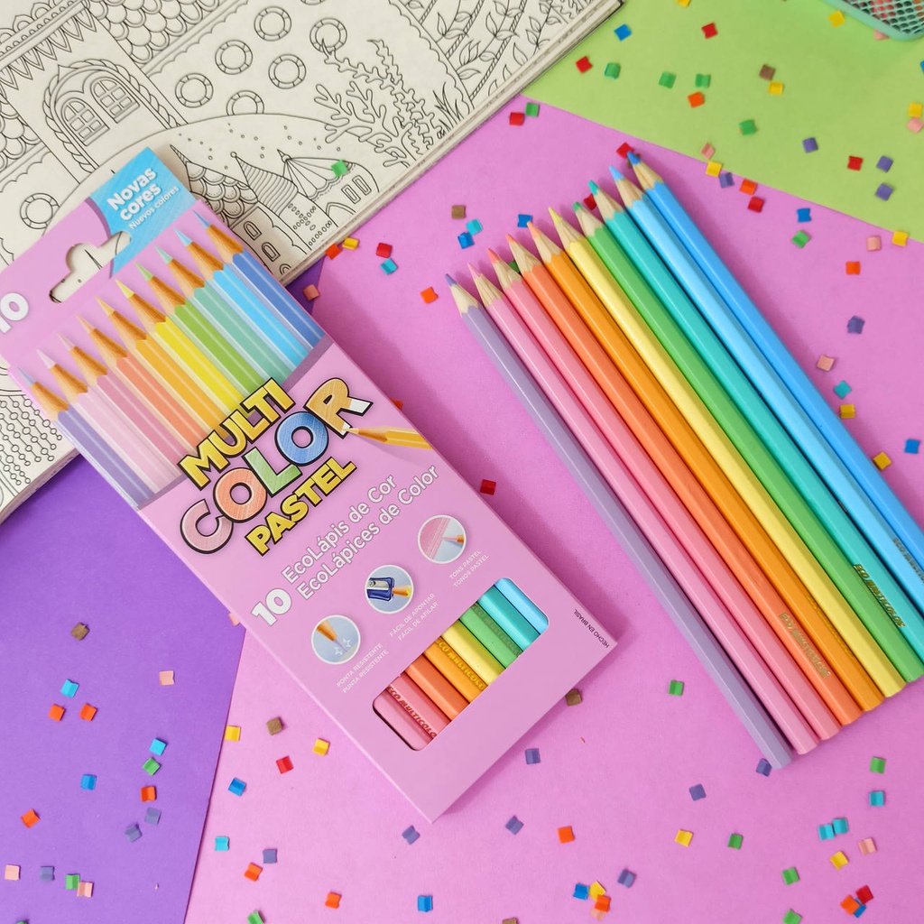 Lápis de Cor 10 Cores Tom Pastel -  Multicolor / Papelaria / Material Escolar / Lápis de colorir em Oferta na Shopee