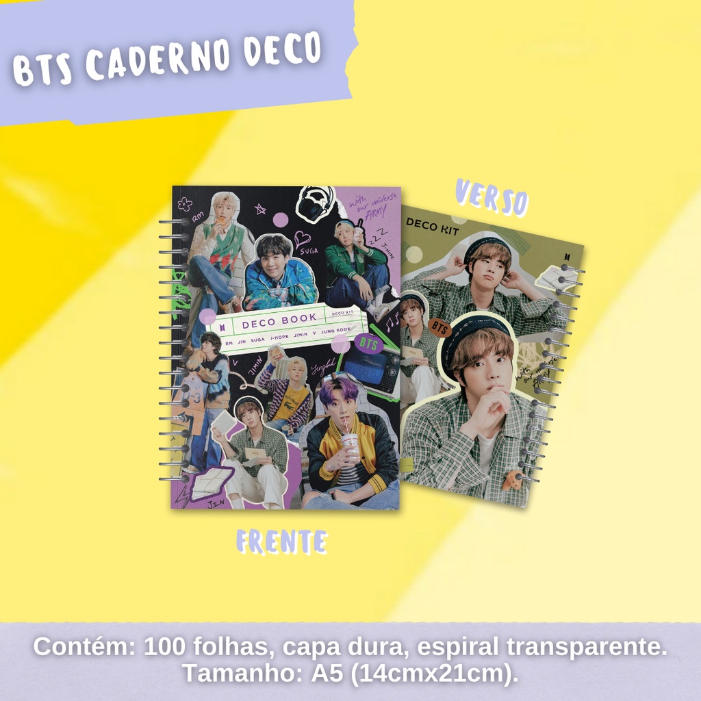 CADERNO BTS DE CO Ot Jimin Jungkook Taehyung Namjoon Yoongi Hoseok Seokjin Shopee