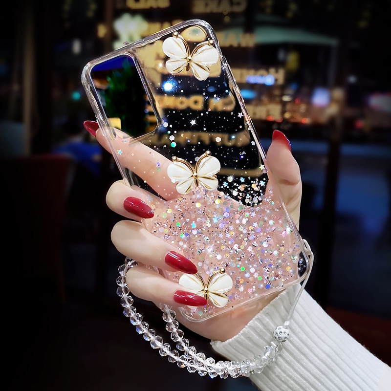 Bling Glitter Rhinestone Bow Capa De Para Samsung Galaxy A21 A21S A51 A71 A52 A72 A32 A22 A42 4G 5G Cristal Alça De Puls