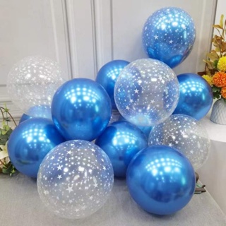18pcs 12 Polegada Chrome Azul Transparente Estrelas Balão Luminosa Balões De Látex De Aniversário De Casamento Decoração Do Partido em Oferta na Shopee
