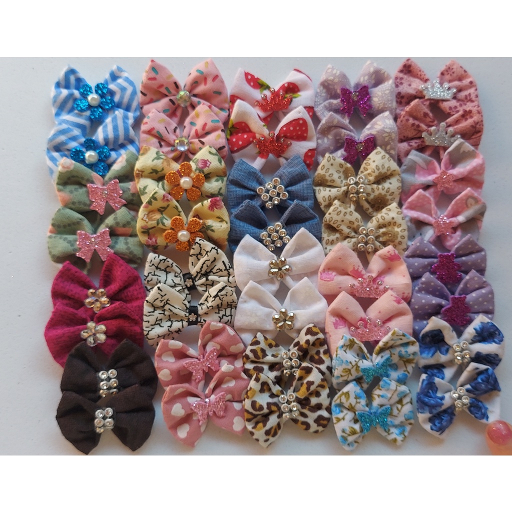 Kit LAço Adesivo Pet em Tecido 30 unidades Banho e Tosa/ Pet Shop