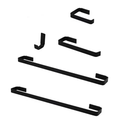 Kit Acessórios de Banheiro Preto Fosco - 2 Porta Toalha Banho