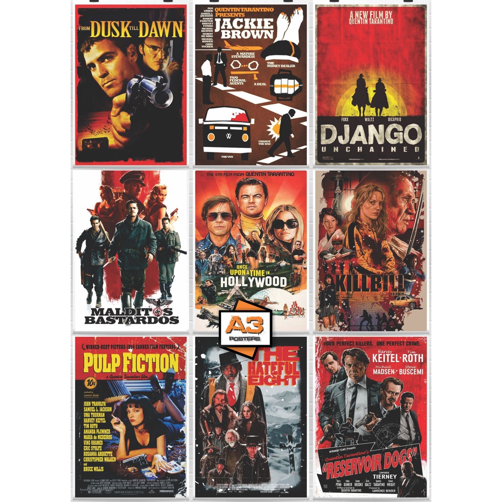 Posters Cartaz Adesivo Filmes Quentin Tarantino Variações A4 (21cm x 30cm)