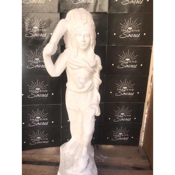 Imagem de caboclo cobra coral 25cm/gesso cru