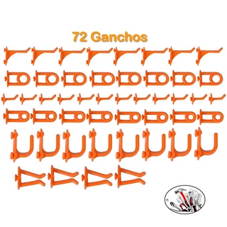 Kit Com 72 Ganchos Para Painel De Ferramenta Em Plástico Laranja - AMZ
