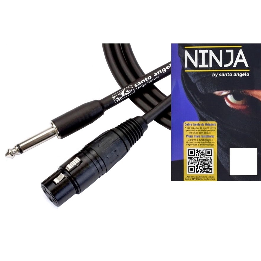 Cabo Desbalanceado Santo Ângelo P10 x XLR Fêmea Ninja 3,05m HG B Original Profissional