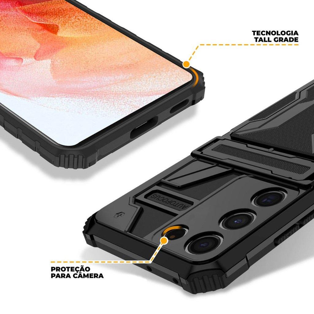 Capa Case Capinha Guardian para Samsung Galaxy S21 FE – Proteção Reforçada, Porta-Cartão - Gshield - detalhe