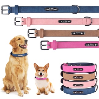 Personalizado Coleira De Couro Dog Livre Gravado Nome ID Filhote De Cachorro Collar Tags S M L XL