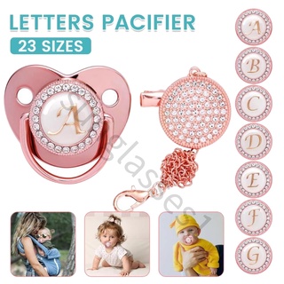 0 A 2 Anos Chupeta Personalizada 26 Letras Rosa Ouro