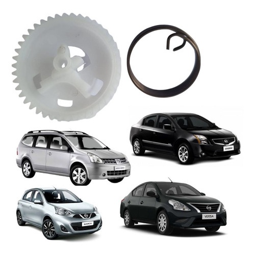 Reparo Engrenagem com Mola Trava Elétrica Nissan Versa Aplicação Lado E/D Dianteira e Traseira