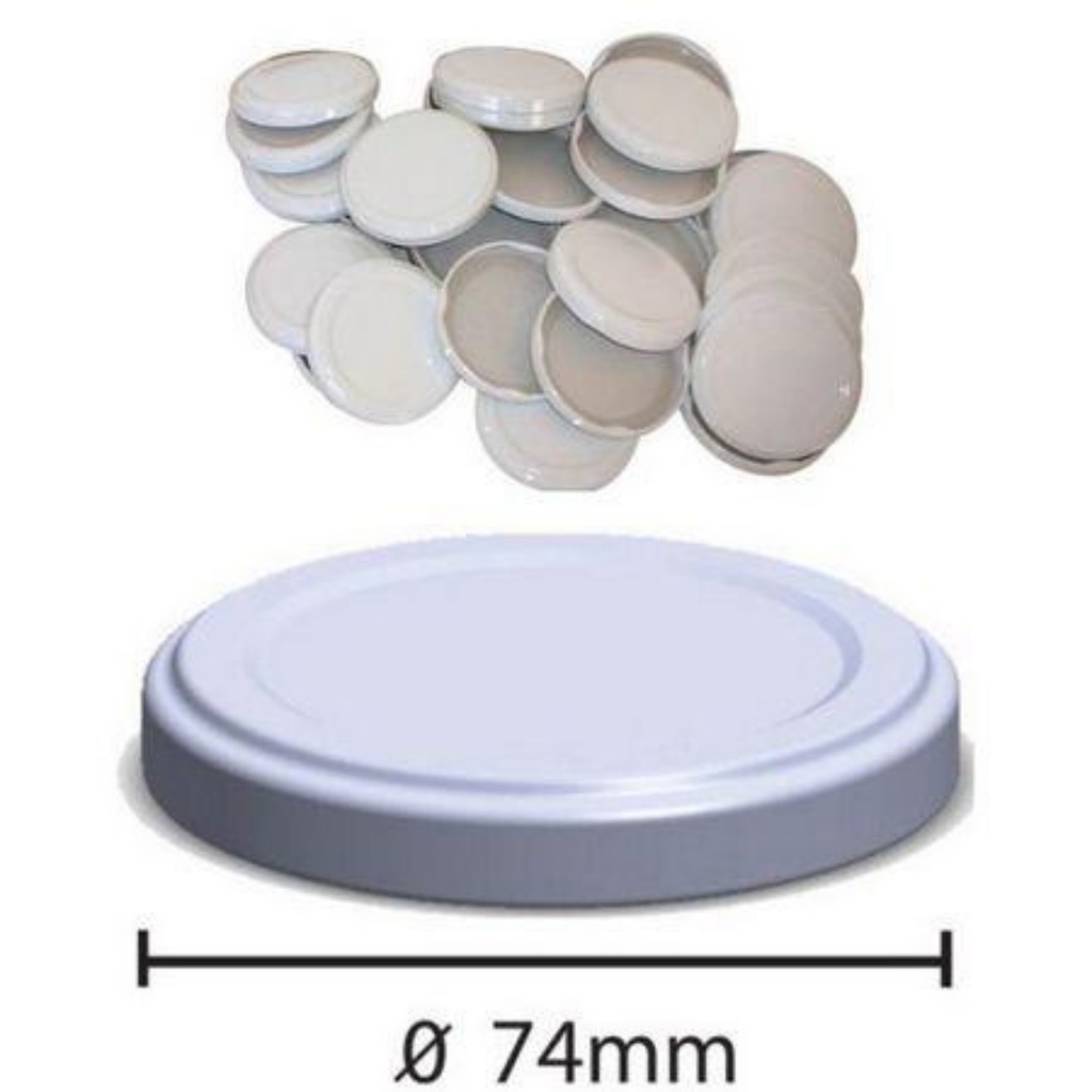 Tampa Para Vidro De Conserva Branca - 74mm - 10 unidades