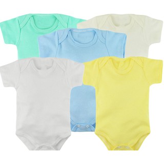 Kit Body Bebê 5 Peças Manga Curta Menina Menino 100% Algodão