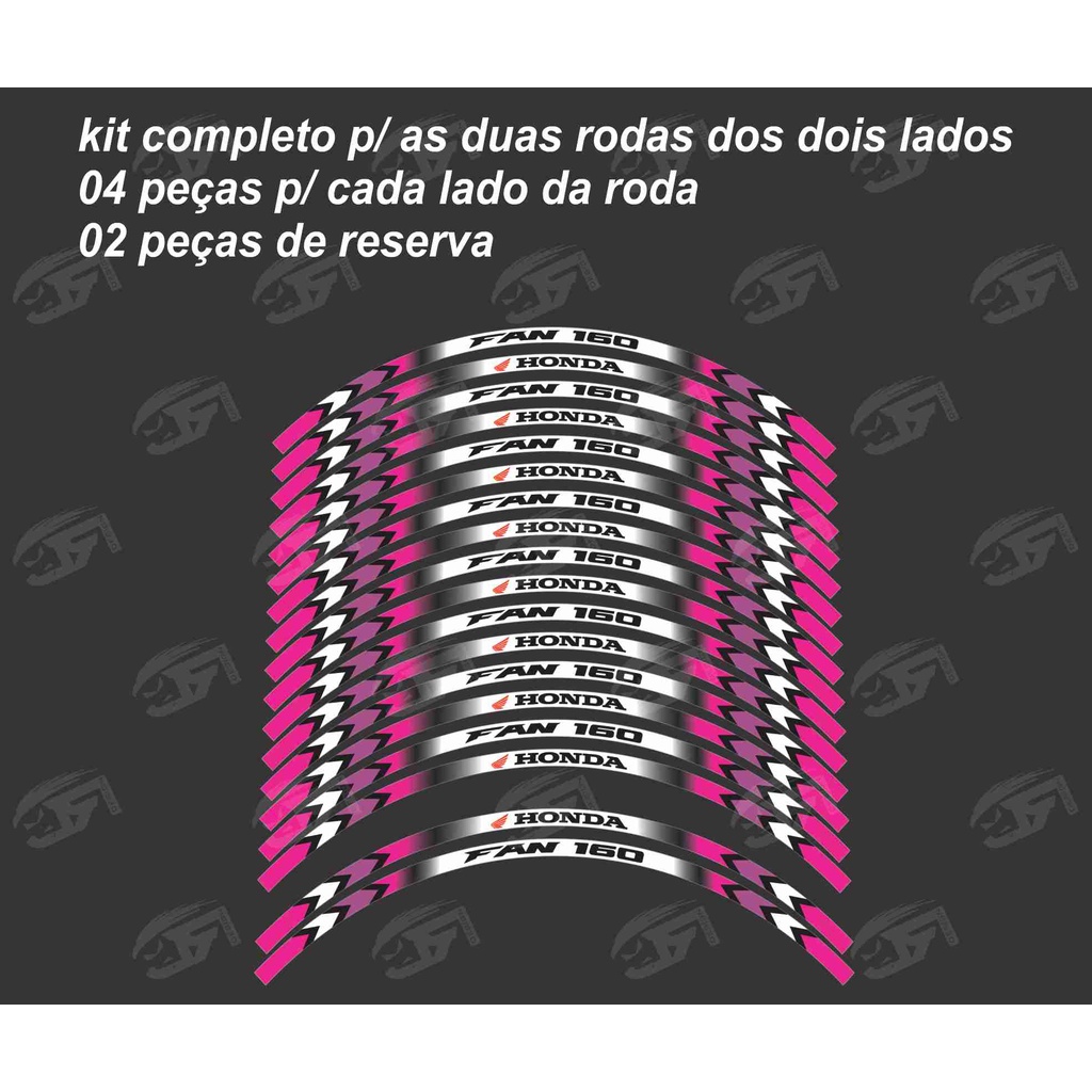 Adesivo Friso Refletivo Roda Moto Honda Fan 160 150 125 M01 pink