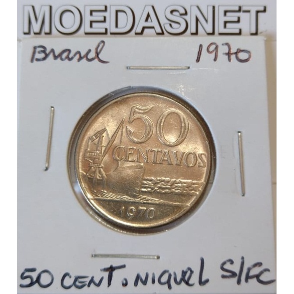 MOEDA 50 CENTAVOS 1970 - CUPRO NIQUEL -S/FC  -3301C