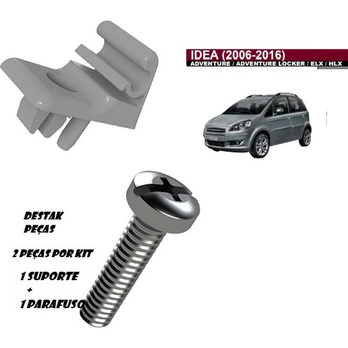 Kit do Suporte do Quebra Sol + Parafuso Fiat Idea 2006 até 2016 unitário ou par Plast Car