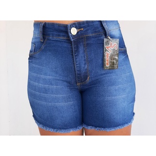 Bermuda Jeans Meia Coxa Cós Alto Modelagem Levanta Bumbum com Pinça
