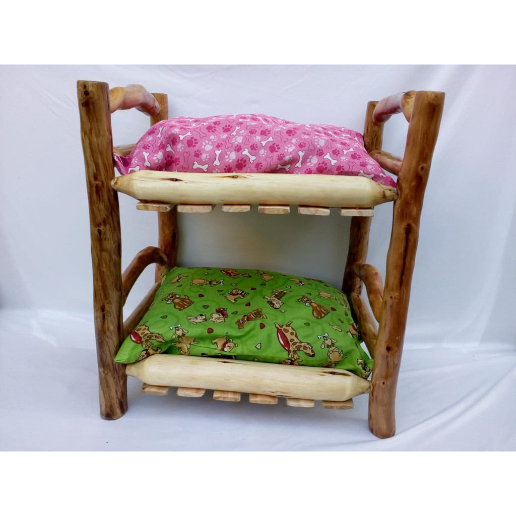 Cama Beliche Madeira Rústica Para Cachorro e Gato 45x60 - AgropetMania