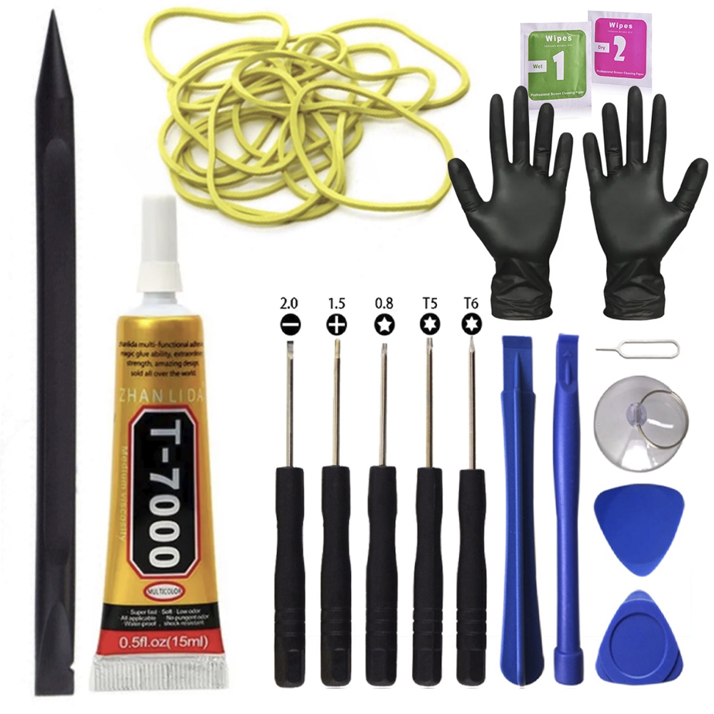 Kit Troca Reparo Tela Tampa Celular T7000 Ferramentas Elástico Espátula