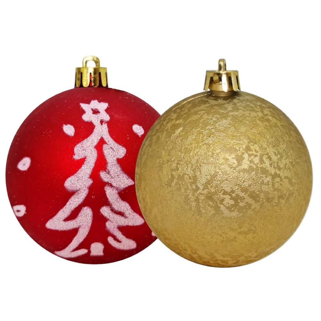 Bola de Natal 8cm Vermelha e Dourada Wincy 9 Unidades | Shopee Brasil