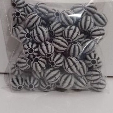 MIÇANGAS Preto & Branco 12mm LISTRADAS Vertical 50g - Miçangas p/ Pesca