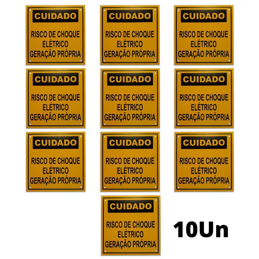 Placa Cuidado - Geração Própria  - Padrão CPFL Tam 13x13 c/ 10un