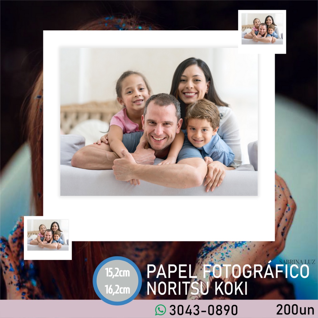 Papel Fotográfico | Noritsu Koki Semi Glossy  | Dupla Face - 200 Folhas 15,2 x 16,2cm Original