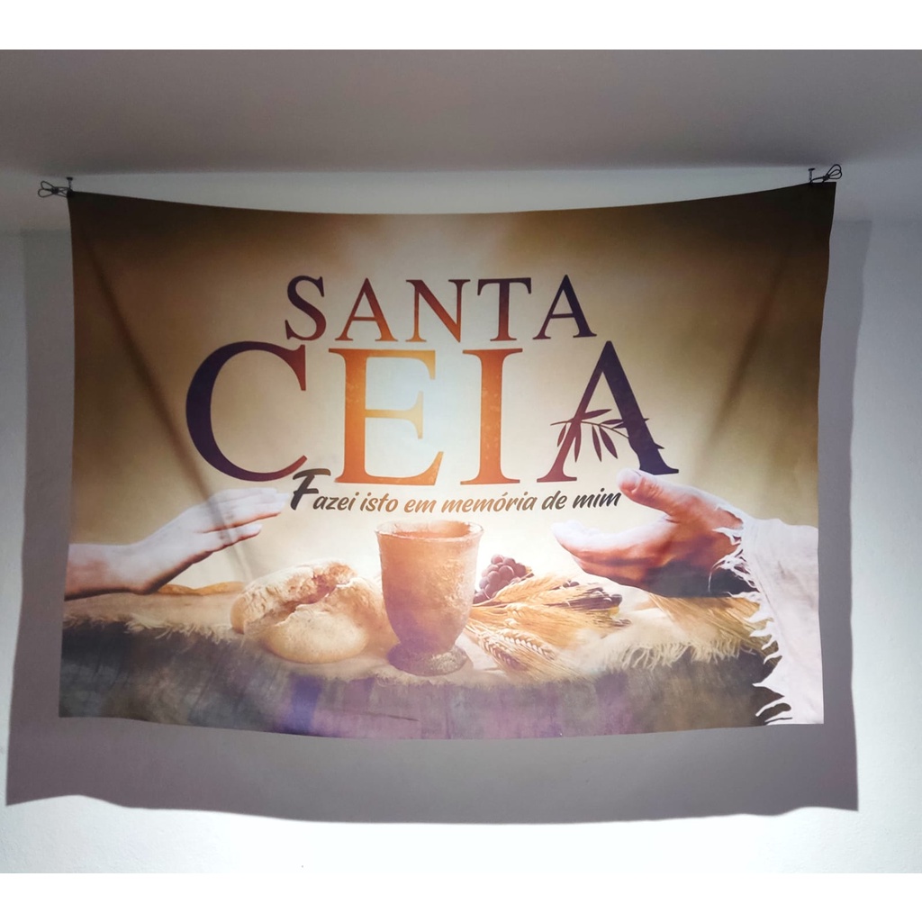 Bandeira painel para igreja e culto da Santa Ceia