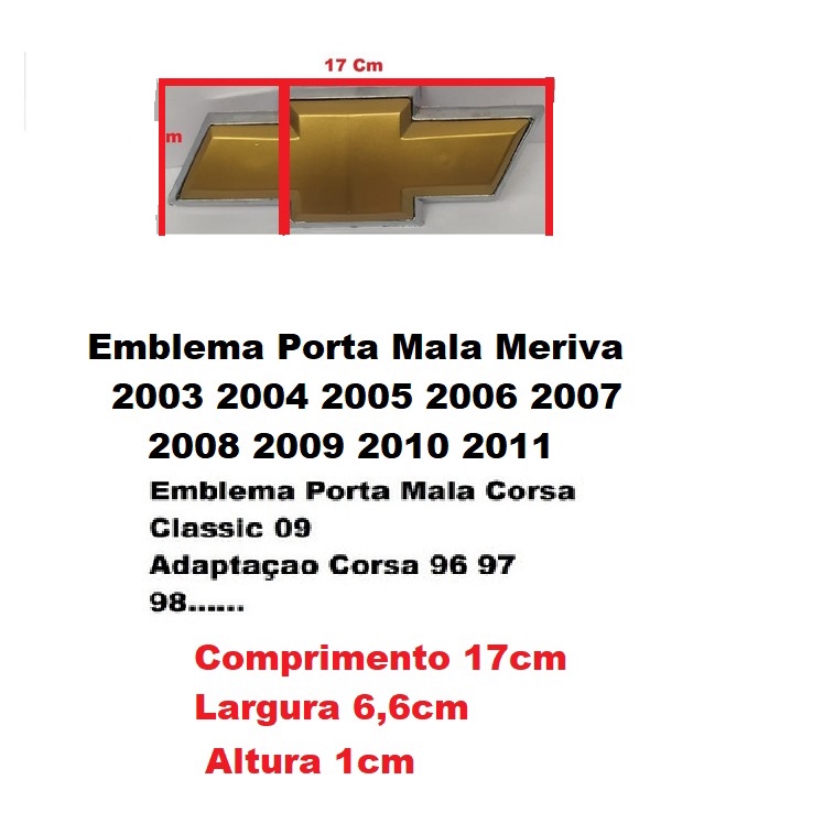 Emblema Tampa Traseira Chevrolet Meriva Corsa Classic