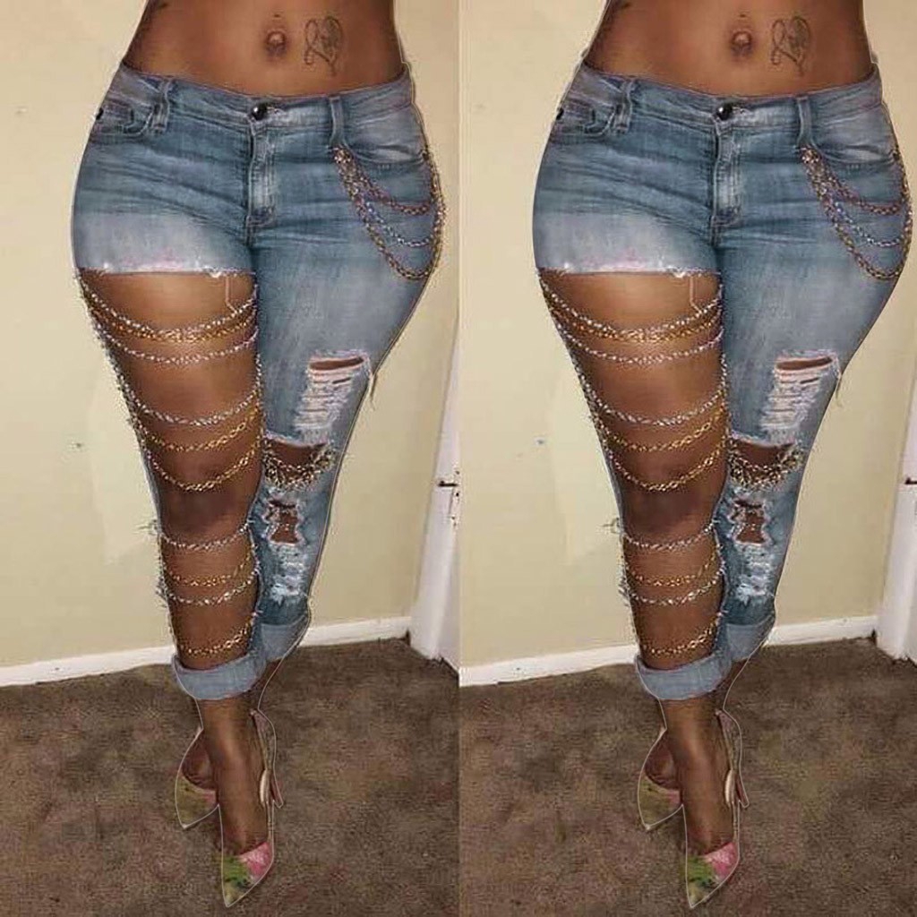 calça jeans feminina rasgado