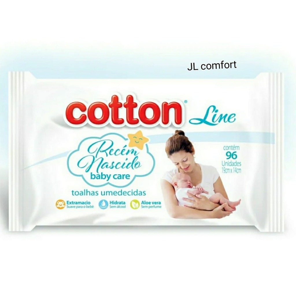 Kit 06 Pacotes de Toalhas Umedecidas C/ 96 unidades cada - Cotton Line - Recém nascido
