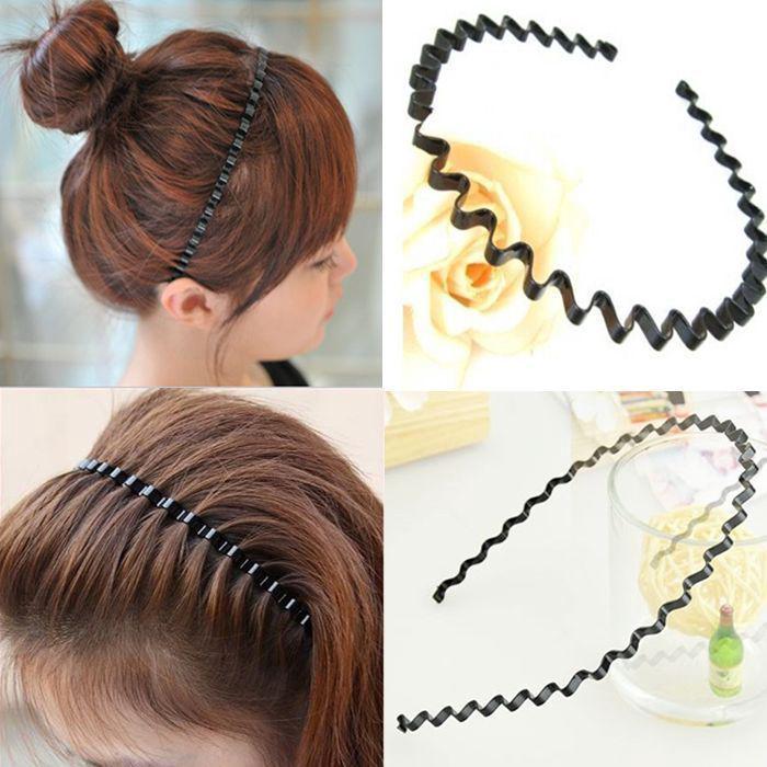 Tiara/Faixa De Cabelo Feminina/Preta/Ondulado/De Metal/Esportiva Para Masculino/Mulheres