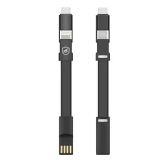 Gshield Cabo Slim 3 em 1 - Micro USB/Lightning e Tipo C - Compatível com iPhone e Android, Funcional e leve, 14.5cm