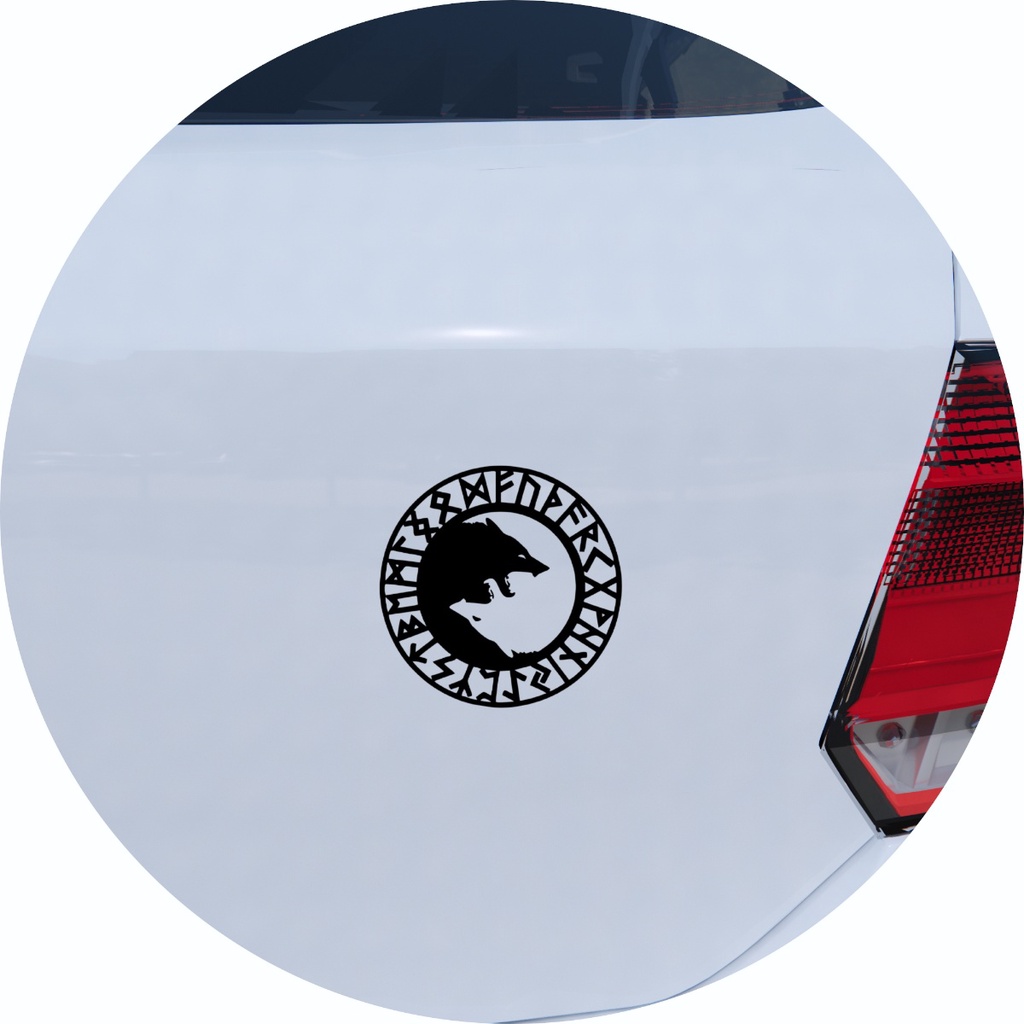 Adesivo de Carro Nórdico Viking Runa Fenrir Ragnarok