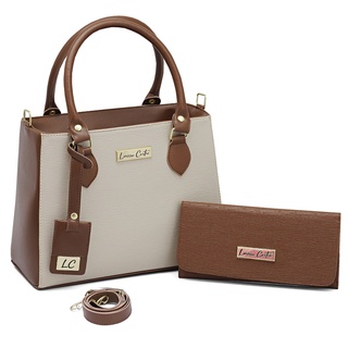 Bolsa Feminina Transversal Duas Cores + Carteira Linda