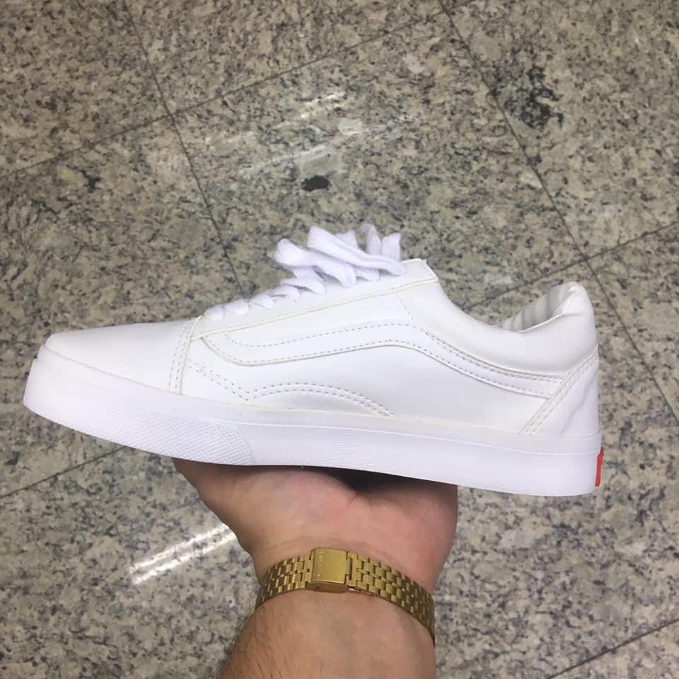 vans old skool branco couro