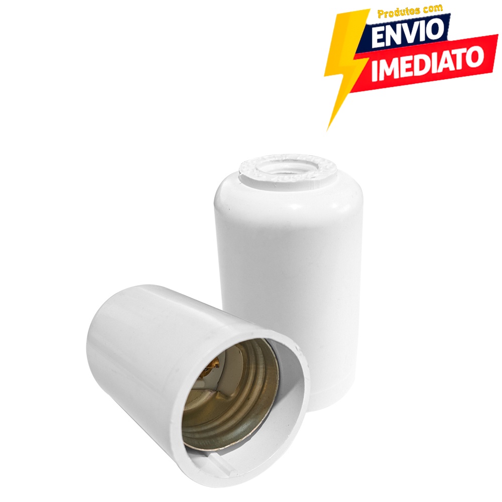 Soque Receptáculo Plástico Bocal E27 Liso Bivolt 2A Branco