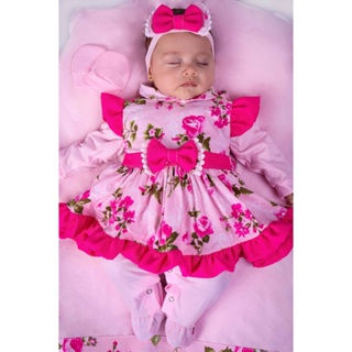Saída Maternidade Menina Pompom Vermelha Floral 05 peças Roupa de Bebê Menina em Oferta na Shopee