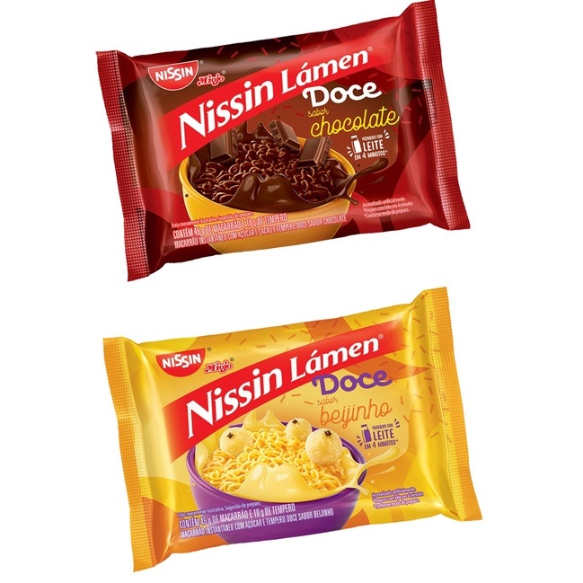 Miojo Lamen Nissin Doce Sabor Beijinho e Chocolate 55g | Shopee Brasil