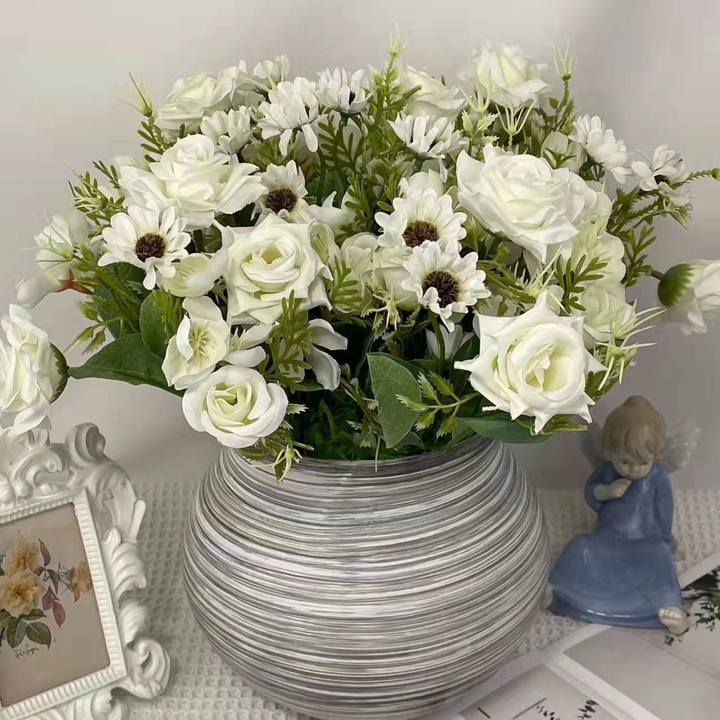 Rosinha artificial buque com 14 flores P/ Decoração Casamento, Arranjos, Decorar Festas e casa em Oferta na Shopee